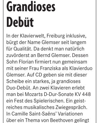 CD-Kritik der Badischen Zeitung